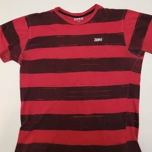 Red and Black Striped Short Sleeve Tee